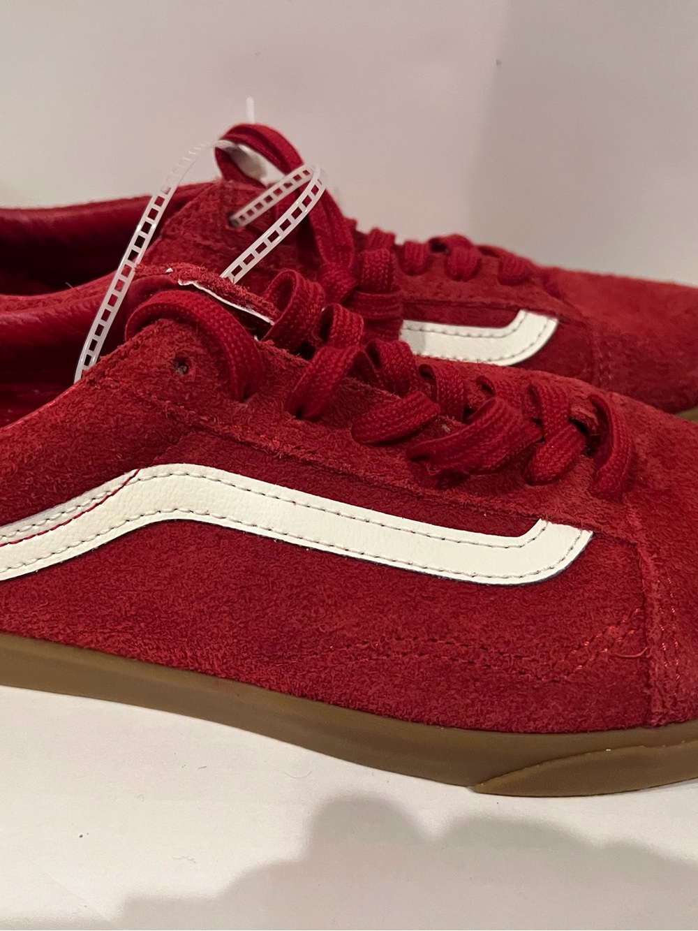 Vans Red Suede Low-Top Sneakers- Never Worn, men’s 6.5 & Woman’s 8
